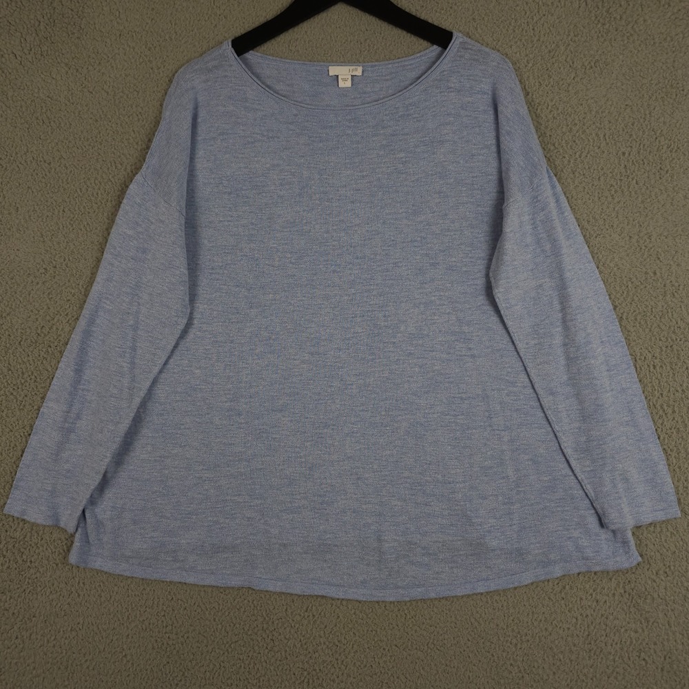 J Jill Sweater Womens Large Heather Blue Long Dolman Sleeve Lightweight Cotton